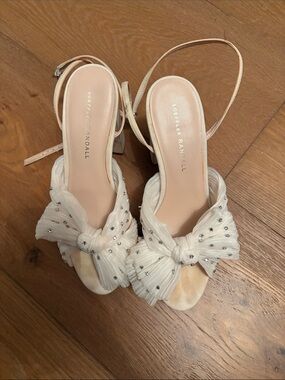 Loeffler Randall Ivory Beaded Bow Slingback Heels